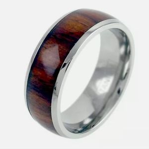 NWOT Mens Tungsten Carbide Wedding Band with Koa Wood Inlay